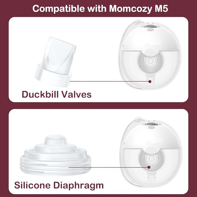 2PCS Duckbill Valves & 2PCS Diaphragm Compatible with Momcozy M5 Wearable Breast Pump, Replacement Pump Parts Accessories Compatible for M5 Momcozy, Not Original Mom Cozy Accessories