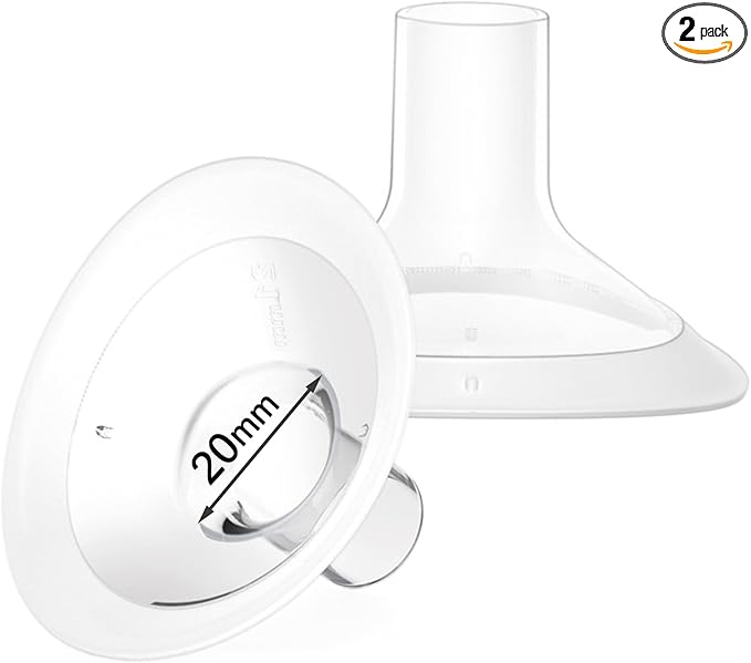 2 Count of 20mm Breast Pump Flanges Compatible with Medela/Lansinoh ComfortFit, Replace Medela PersonalFit Breast Shields, Accessories for Pump in Style Symphony Swing Harmony Freestyle Pump Parts