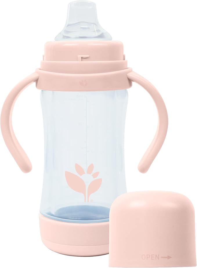 Green Sprouts® Glass & Sprout Ware® Sip & Straw 5oz., 6mo+, Plant-Plastic, Platinum-Cured Silicone, Dishwasher Safe, Grows with Baby, Tested for Hormones, Spice