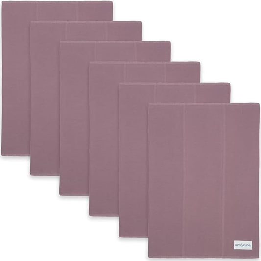 Comfy Cubs Baby Burp Cloths Set (Pack of 6) - Large, 6-Layer, Ultra Absorbent 100% Cotton for Infant Spit-Up, Drool, and Messes - Soft, Gentle, Thoughtful New Born Baby Gifts, Mulberry