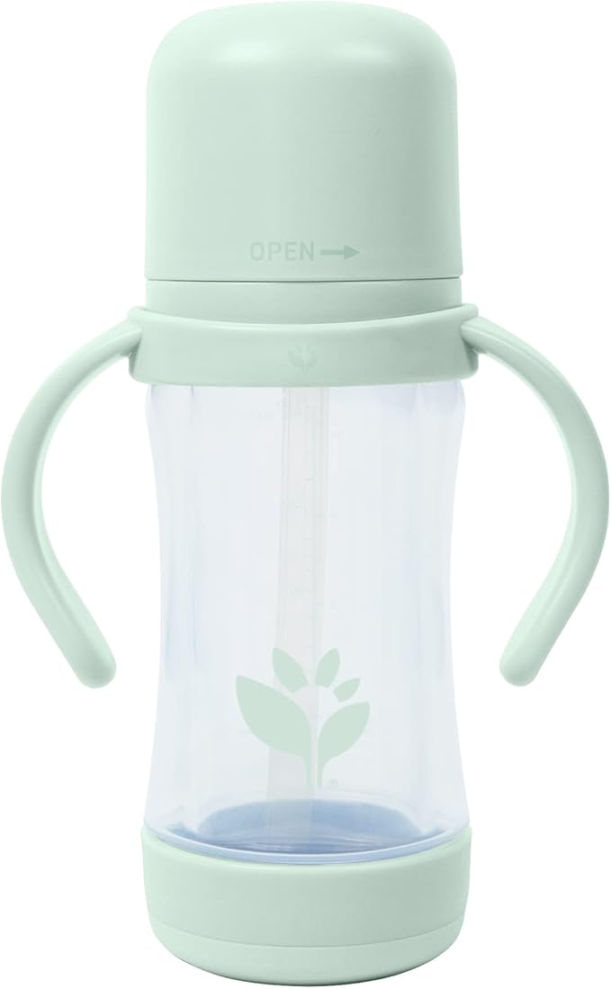 green sprouts® Glass & Sprout Ware® Sip & Straw 5oz., 6mo+, Plant-Plastic, Platinum-Cured Silicone, Dishwasher Safe, Grows with Baby, Tested for Hormones, 5oz, Light Sage