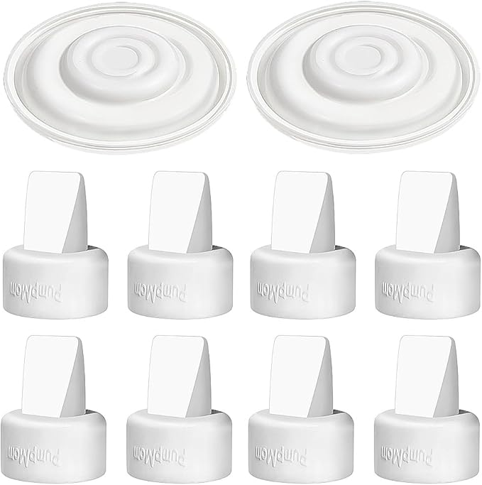PumpMom-us Breast Pump Parts, 8 Duckbill Valves and 2 Silicone Membrane for Spectra S2, S1 and 9 Plus Breastpumps, Compatible with Spectra Valves and Silicone Diaphragm