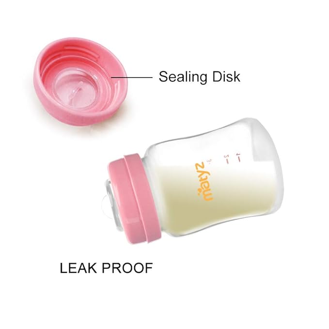 Matyz 4-PACK Breast Milk Collection And Storage Bottles (Pink, 6oz Each) - No BPA Breastmilk Storage Containers With Lids - Pumping Storage Bottles For Philips Avent Medela Spectra Breast Pumps