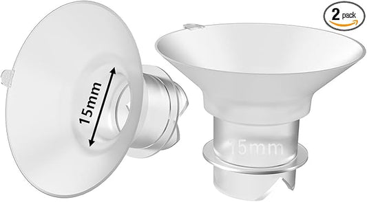 2pcs Upgraded Flange Inserts 15mm Compatible with Momcozy/Medela/Spectra/eufy/Elvie/Lansinoh/TSRETE/Paruu Wearable Pump with 24mm Shields/Flanges, Reduce 24mm Nipple Tunnel Down to 15mm