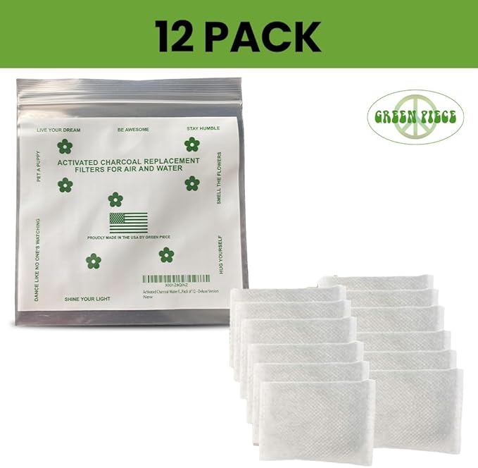 Green Piece® Pack of 12 +1 - Compatible with Diaper Genie - All Natural Baby Diaper Pail Deodorizer - Overstuffed - Activated Charcoal Air Purifier - * Made by Green Piece in the USA *