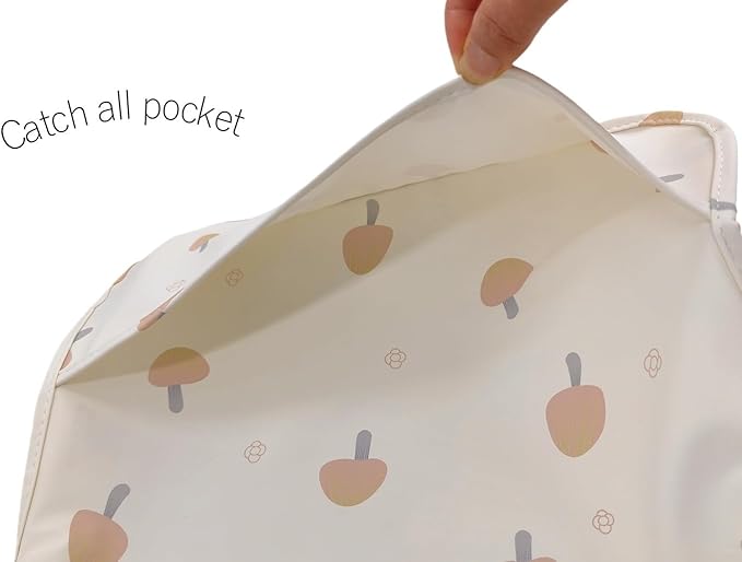 GZMM Waterproof Baby Bibs,Infant Toddler Long Sleeve Feeding Bib With Food Catcher,Easy Clean & Washable