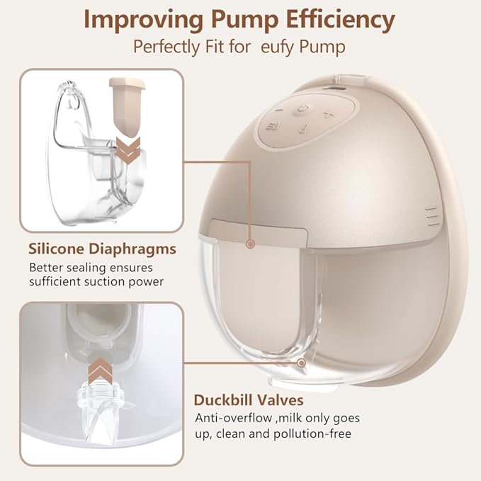 12pcs Breast Pump Parts, 8pcs Duckbill Valves and 4pcs Silicone Diaphragm Compatible with eufy S1 Pro/S1/E10/E20 Wearable Breast Pump, Replace for eufy Pump Parts, Not Original Parts