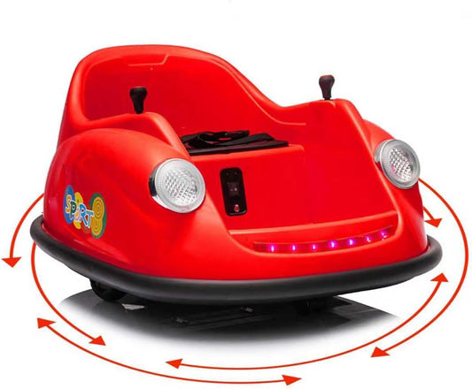 12V Bumper Car for Toddlers, Electric Toy Ride on Battery Car with Kids W/Parent Remote Control, 2-Speed, 360 Degree Spin, Music & LED Lights for Kids, Red