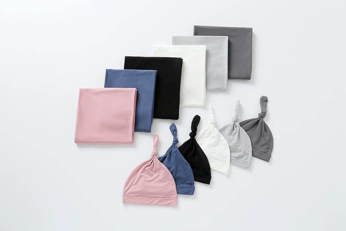 iEvolve Cotton Knitted Baby Swaddle Blanket with Hat Headband Set Newborn Swaddle Wrap Receiving Blankets for Baby Girl Boy 35" x 35"(Black)