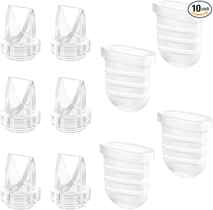 6pcs Duckbill Valves and 4pcs Silicone Diaphragms Compatible with eufy E10/S1/S1 Pro, Lansinoh Discreet Duo/NCVI S32/Nuliie S32/NICEGREEN Life S32/Zooawa S32 Breast Pump Replacement Parts,12 Packs