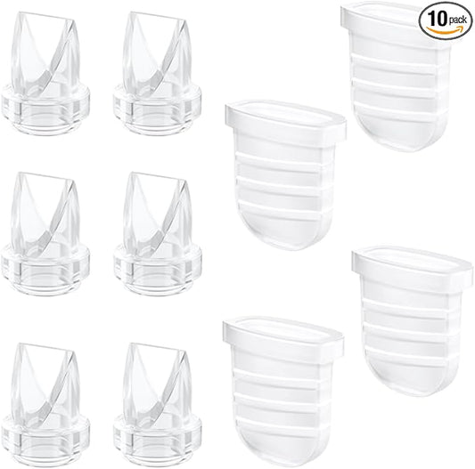 6pcs Duckbill Valves and 4pcs Silicone Diaphragms Compatible with eufy E10/S1/S1 Pro, Lansinoh Discreet Duo/NCVI S32/Nuliie S32/NICEGREEN Life S32/Zooawa S32 Breast Pump Replacement Parts,12 Packs