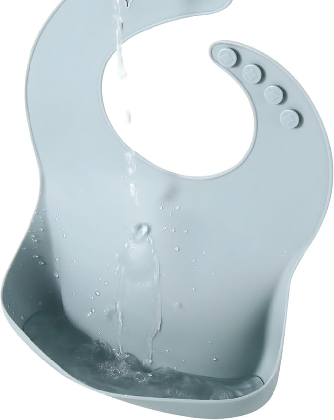 PandaEar 3 Pack Silicone Bibs for Babies Toddlers Girls, Adjustable Fit BPA Free Waterproof Bibs with Pocket Food Catcher (Blue/Pink/Purple)