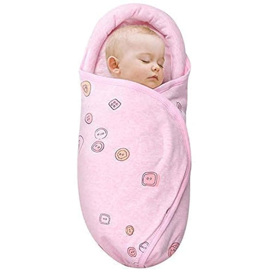 Premium Soft Cotton Baby Swaddle Blankets, Unisex Baby Blanket Wrap for Newborn Baby Boys Girls, Skin Friendly Wearable Swaddling Sleep Sack Calms Startle Reflex (Button, Peachpink, 0-3 Months)