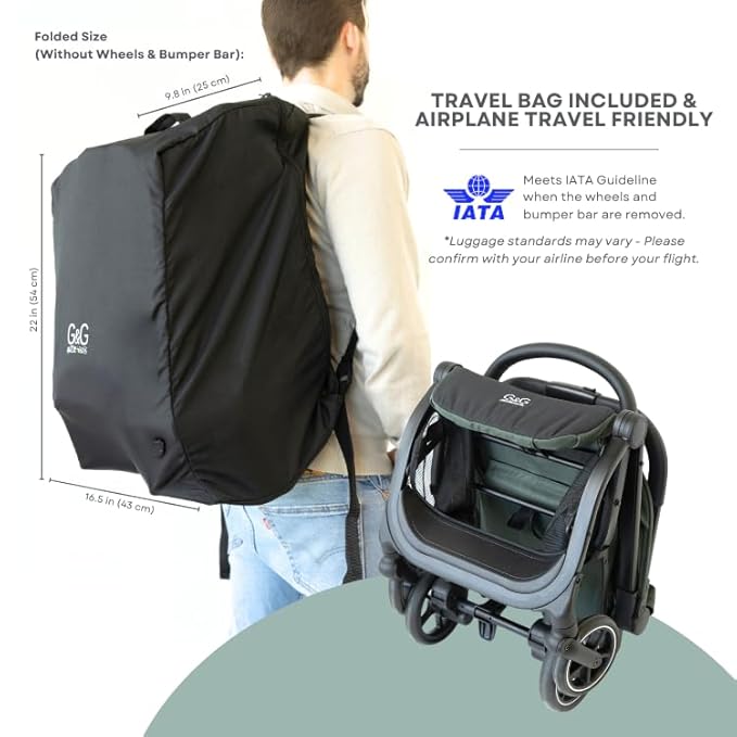 guzzie+Guss Oxygen v2 Lightweight Stroller – Compact, Foldable, Travel-Friendly for Baby, Infants and Toddlers - Tropical Green