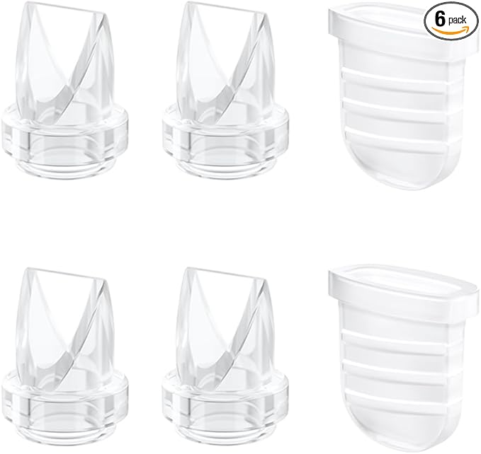 4pcs Duckbill Valves and 2pcs Silicone Diaphragms Compatible with eufy E10/S1/S1 Pro, Lansinoh Discreet Duo/NCVI S32/Nuliie S32/NICEGREEN Life S32/Zooawa S32 Breast Pump Replacement Parts,6 Packs