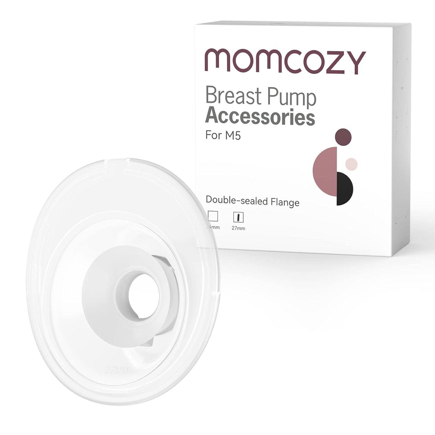 Momcozy Double-Sealed Flange 27mm Compatible with Momcozy M5 Breast Pump. Original M5 Breast Pump Replacement Accessories, 1PC (27mm)