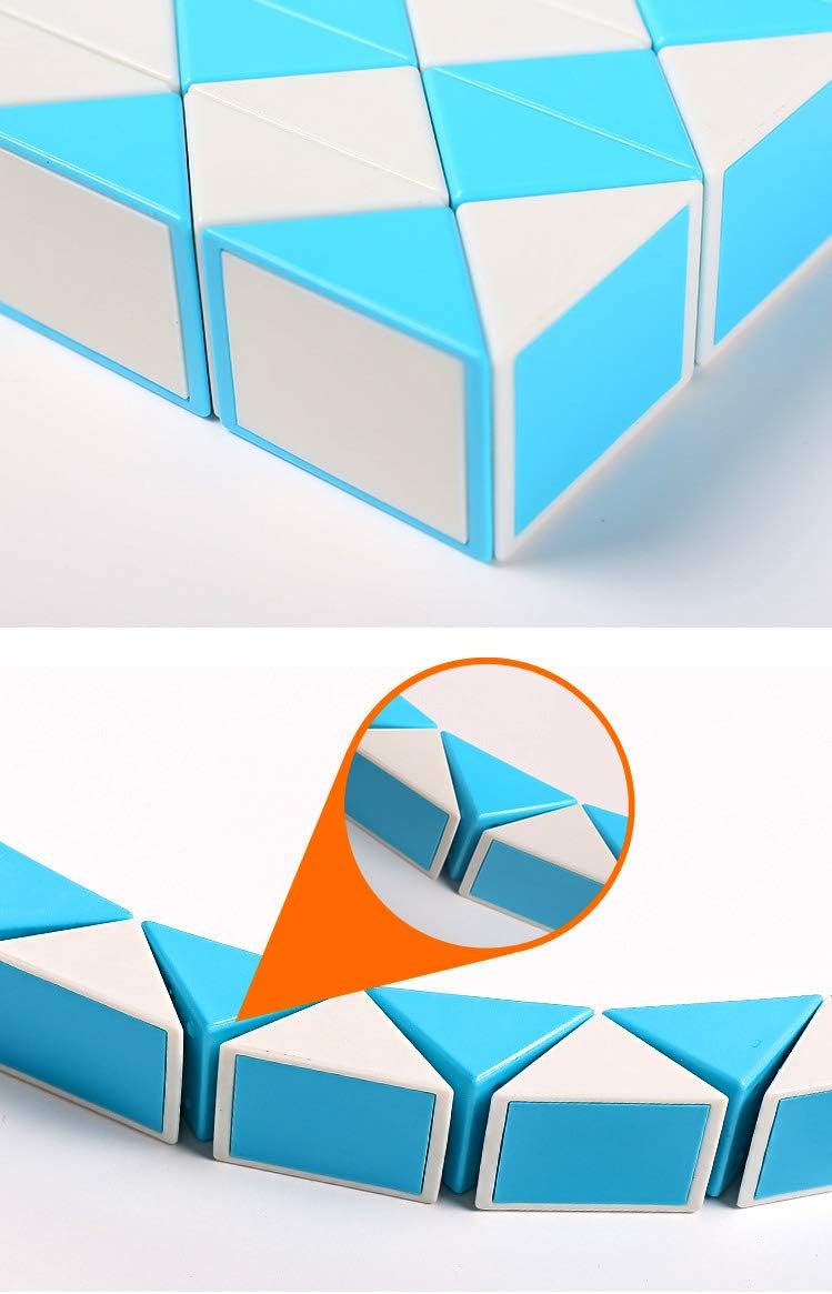 2 Pack Fidget Magic Snake Cube Puzzles Twist Ruler Speed Cubes Brain Teaser Game Toys for Kids Random Color (48 Block)