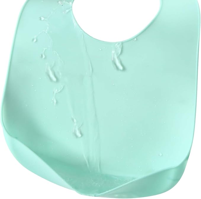 PandaEar 3 Pack Waterproof Silicone Baby Bibs| Super Thin Light Weight Feeding Bib with Food Catcher Pocket for Toddler