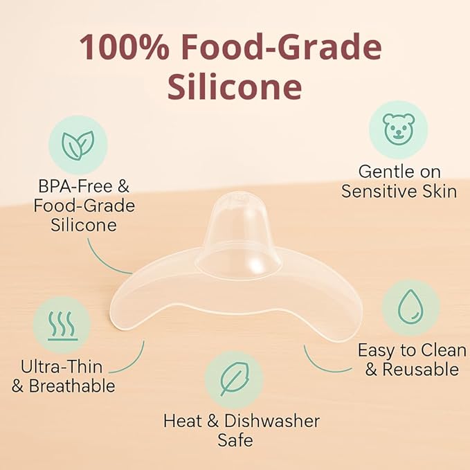 Snugell Wing-Shaped Nipple Shields| Ultra-Thin Silicone Shields for Nursing | 2-Pack with Protective Case | Designed for Use with Flat or Inverted Nipples (Small)