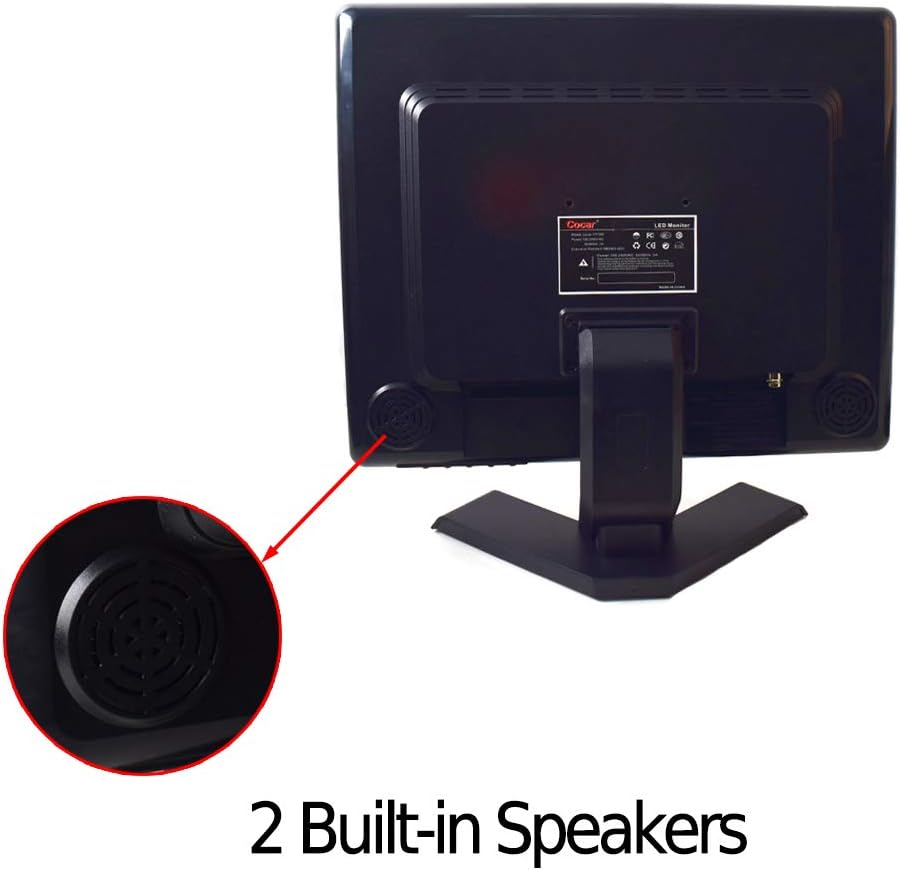 19 inch CCTV Security Monitor with BNC VGA HDMI AV Built-in Speaker 4:3 HD Display LCD Screen Display with USB Media Player for Home Surveillance Camera STB PC