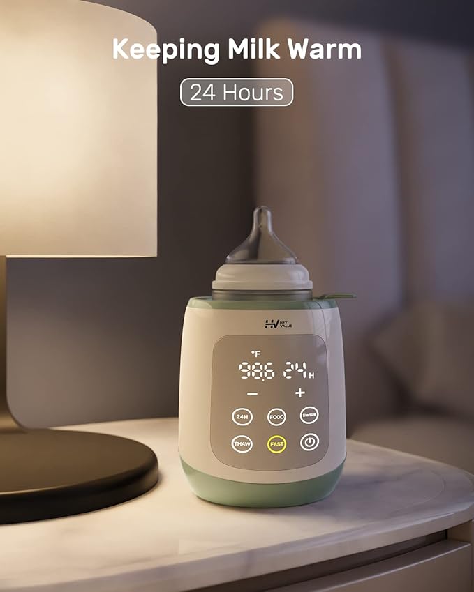 Bottle Warmer, 10-in-1 Fast Baby Bottle Warmer for Breastmilk or Formula with Timer, IMD LED Display, Accurate Temperature Control, Automatic Shut-Off, BPA-Free, Bottle Warmers for All Bottles (Green)