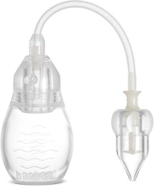 haakaa Swan Neck Nasal Aspirator for Baby | Baby Nose Sucker Bulb Syringe with Anti-Backflow Valve | Easy-Squeeze Filter-Free Soft Silicone Nose Cleaner – BPA Free, 12m+