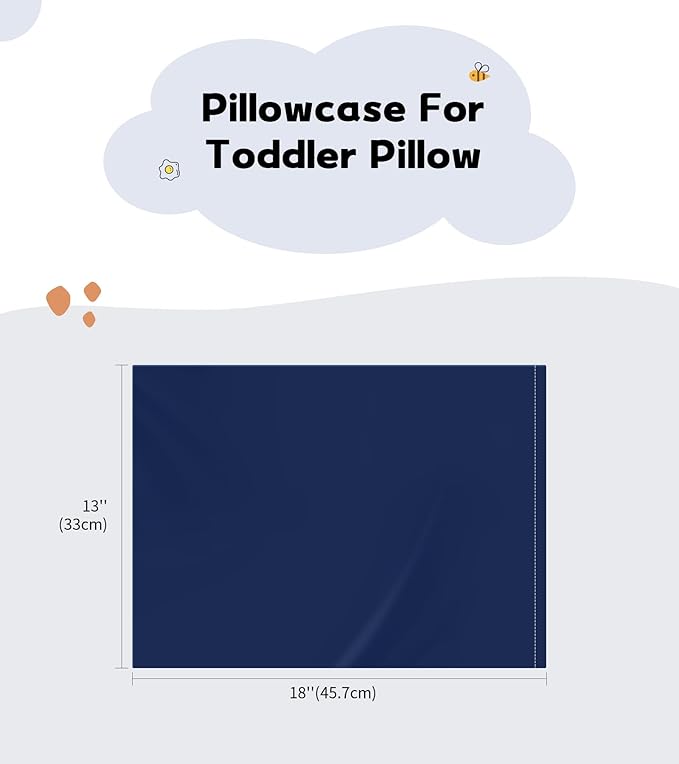 Deep Dream Toddler Pillowcases for 13x18 Pillow 2 Pack, 100% Cotton Travel Pillow Case Cover, 600 Thread Count Cotton Pillow Covers, Soft & Breathable Small Pillow Cases Envelope Closure, Navy Blue