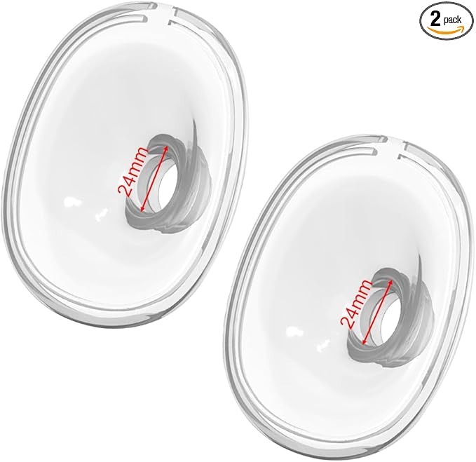 2pcs 24mm Silicone Flange/Shield Compatible with Lansinoh Discreet Duo/NCVI/Nuliie/NICEGREEN Life/Zooawa S32 Breast Pump Replacement Parts,for Lansinoh Breast Pump Parts,S32 Pump Parts 24mm Flange