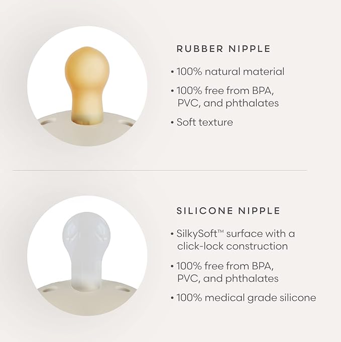 FRIGG Daisy Natural Rubber Baby Pacifier | Made in Denmark | BPA-Free (Aurora/Bright White, 0-6 Months) 2-Pack