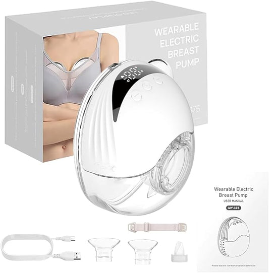 Wearable Breastfeeding Pump,4 Modes & 12 Levels,Hands Free Breast Pump,Memory Function,Electric Breast Pump,Strong Suction,Rechargeable, Double-Sealed Flange Sizes (19/21/24mm) (White 1 Pack)
