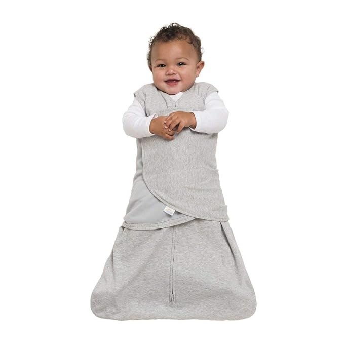 HALO 100% Cotton Sleepsack Swaddle, 3-Way Adjustable Wearable Blanket, TOG 1.5, Heather Gray, Newborn, 0-3 Months