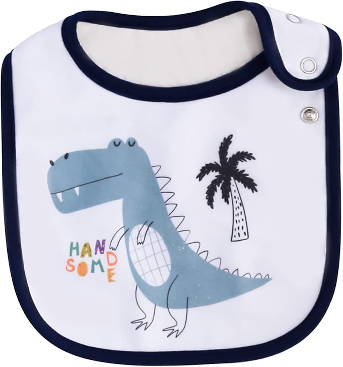 Maiwa 6 Pack Waterproof Cotton Baby Bibs for Girls Boys for Drooling Eating with Snaps