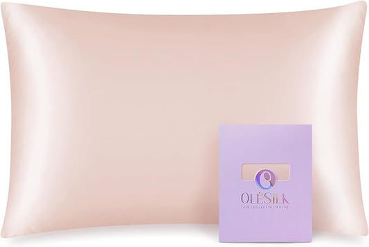 OLESILK 100% Mulberry Silk Toddler Pillowcase for Hair and Skin, Both Sides 19 Momme Pure Natural Silk Travel Pillow Cases with Hidden Zipper, 13"x 18", Plum
