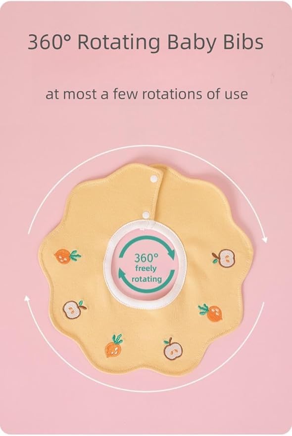 Newborn Pure Cotton Fabric Waterproof Breathable Petal Bib with Snap Closure - Baby Infant Drool Cloth and Feeding Accessories