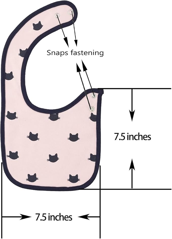 Maiwa 6 Pack Waterproof Cotton Baby Bibs for Girls Boys for Drooling Eating with Snaps