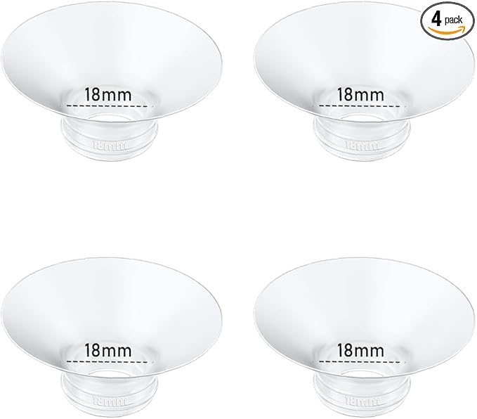 Flange Insert 4PCS 18mm Compatible with Momcozy M9/M6/M5/S12 Pro/V1 Pro/V2 pro, Spectra/Medela/Elvie/NCVI/TSRETE/eufy/Lansinoh/Paruu/MomMed Breast Pump 24mm Shields/Flanges (4pcs-18mm)