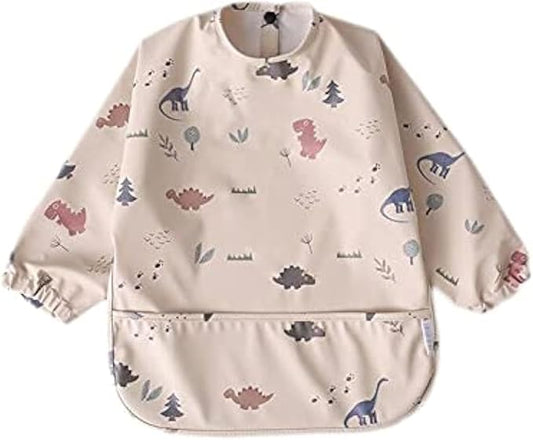 GZMM Waterproof Baby Bibs,Infant Toddler Long Sleeve Feeding Bib With Food Catcher,Easy Clean & Washable