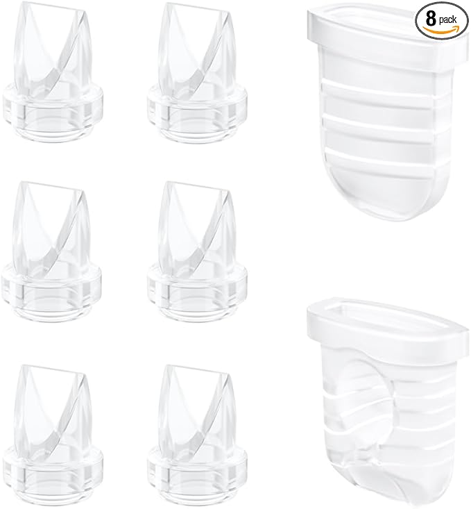 6pcs Duckbill Valves and 2pcs Silicone Diaphragms Compatible with Lansinoh Discreet Duo, eufy E10 S1 S1 Pro,NCVI Nuliie NICEGREEN Life S32 Breast Pump Replacement Parts, S32 Breast Pump Accessories