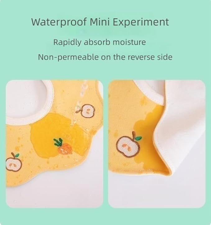 Newborn Pure Cotton Fabric Waterproof Breathable Petal Bib with Snap Closure - Baby Infant Drool Cloth and Feeding Accessories