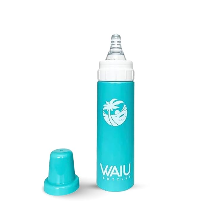 Waiu Insulated Stainless Steel Baby Bottle BPA-Free | Keeps Drinks Hot for 8 Hours, Cold for 24 Hours | 4 oz. (Blue)