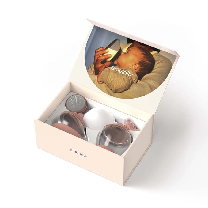 Emulait Baby Bottle Starter Kit Includes 2 Bottles 2 Nipples 2 Caps 2 Lids 2 Responsive Flow Valves, Cleaning Brush - Medium - Shape 2-RFV