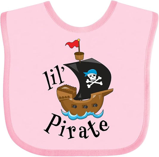 inktastic Lil' Pirate Pirate Ship, Blue Bandana Baby Bib