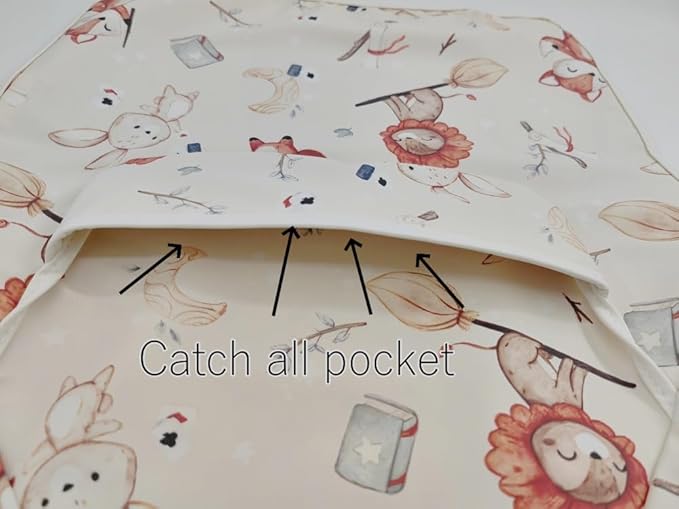 GZMM Waterproof Baby Bibs,Infant Toddler Extra Cover Feeding Bib With Food Catcher,Easy Clean & Washable