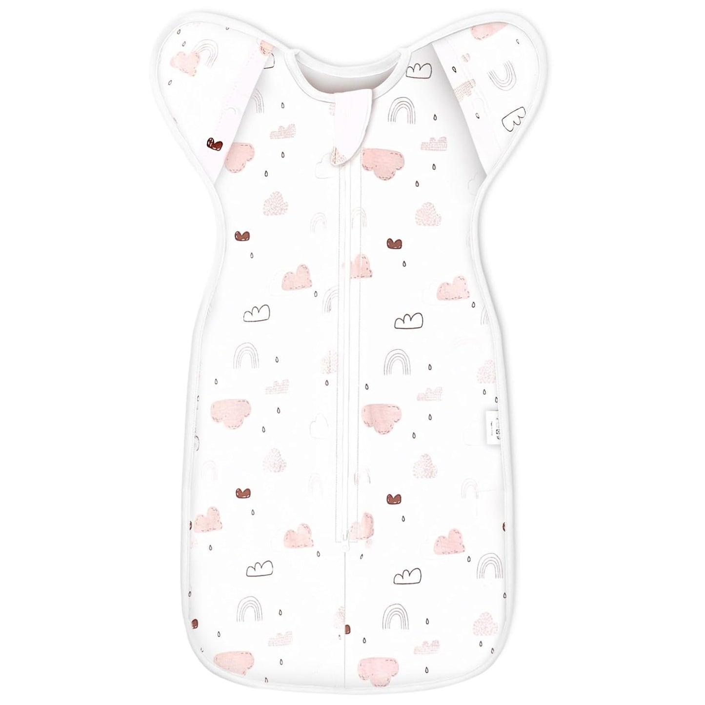 Baby Transitional Swaddle Sleep Sack - Arms Up Swaddles for Baby Girl, 3-6 Months Newborn Swaddle Sleep Sack with Cuff Removable & 2-Way Zipper Design, Pink Cloud Transition Sacks