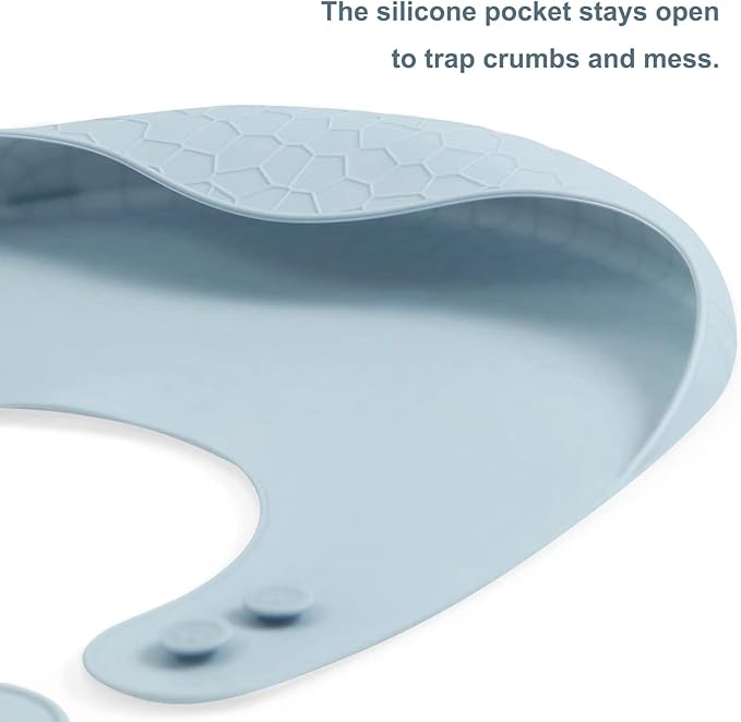 PandaEar 3 Pack Super Light Silicone Baby Bib for Boys Girls| Waterproof Baby Bibs with Pocket Food Catcher, Soft Adjustable Silicone Feeding Bibs