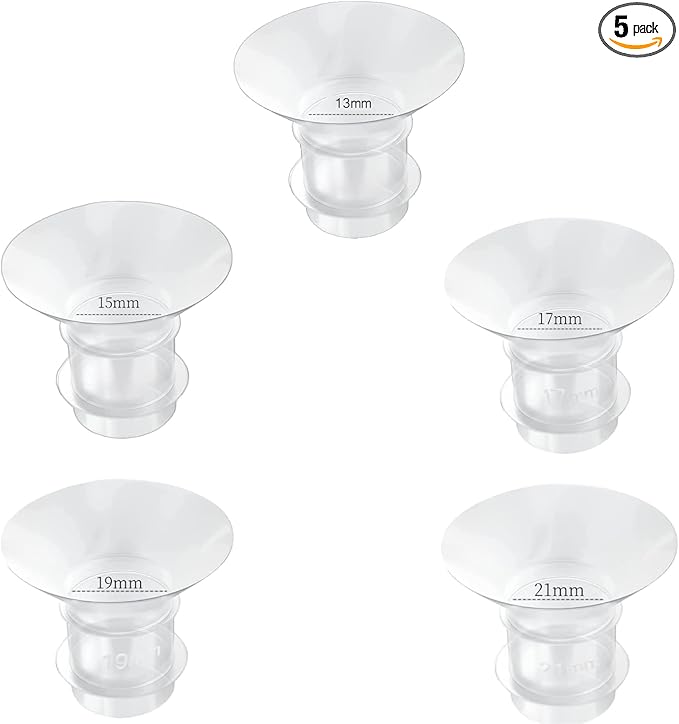 Flange Inserts 13/15/17/19/21mm 5pcs,Suitable for Medela,Spectra 24mm Shields/Flanges,Compatible with Momcozy S12 Pro/S9 Pro/S9/S12 Wearable Breast Pump,Reduce 24mm Tunnel Down to Correct Size