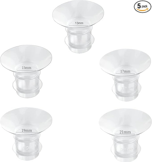 Flange Inserts 13/15/17/19/21mm 5pcs,Suitable for Medela,Spectra 24mm Shields/Flanges,Compatible with Momcozy S12 Pro/S9 Pro/S9/S12 Wearable Breast Pump,Reduce 24mm Tunnel Down to Correct Size