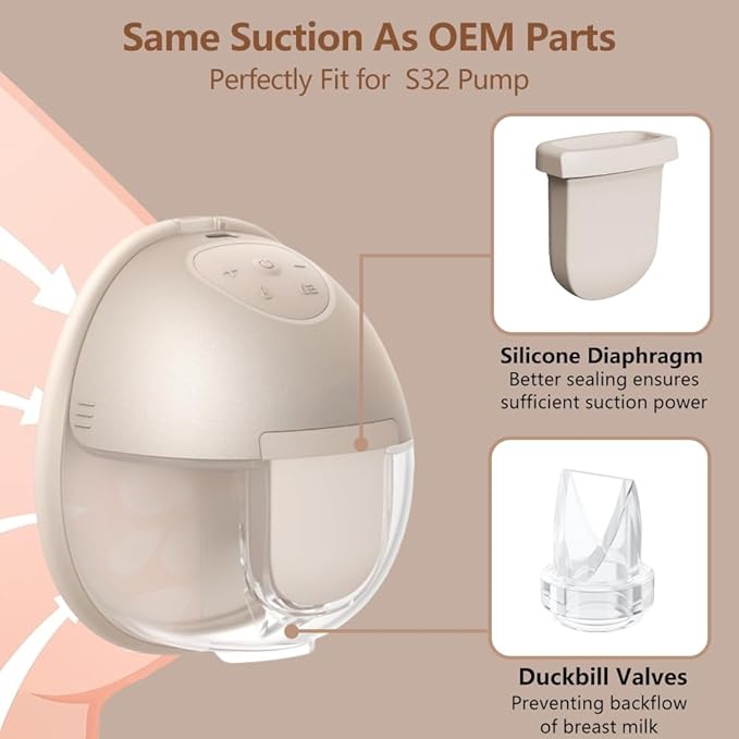 2pcs Silicone Diaphragms Compatible with eufy S1 Pro/S1/E10/E20 Breast Pump, Replace for Lansinoh Discreet Duo/NCVI/NICEGREEN/Nuliie/Zooawa S32 Breast Pump Parts