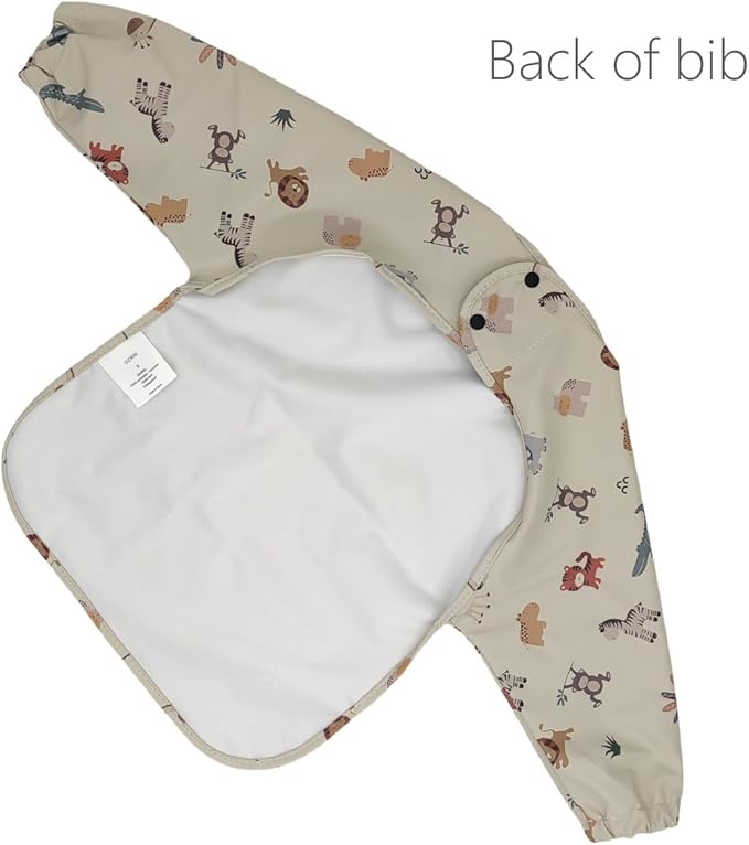 GZMM Waterproof Baby Bibs,Infant Toddler Long Sleeve Feeding Bib With Food Catcher,Easy Clean & Washable