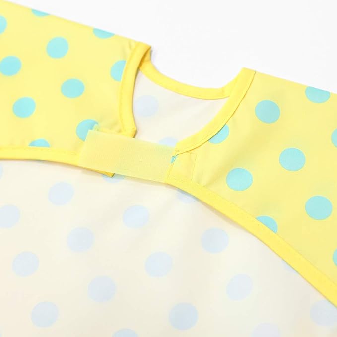Short Sleeve Waterproof Bib for Toddlers – Feeding Apron for Mealtime, Daycare, Self-Feeding & Messy Play, Baby Bib